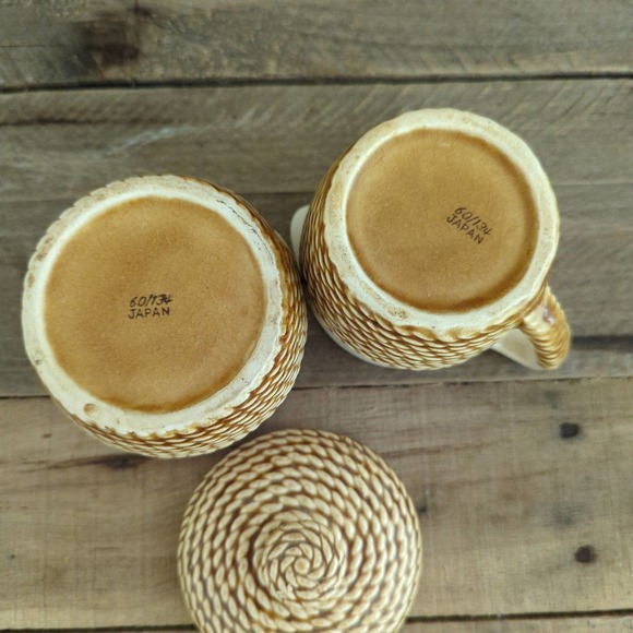 Vtg Tilso Rooster Creamer and Sugar with Lid Set / Braided Rope / Made in Japan - Picture 9 of 10